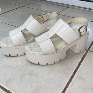 Platform white sandals